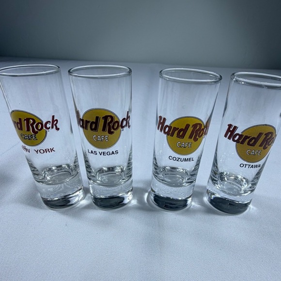 Hard Rock Cafe Other - Hard Rock Cafe Shot Glass Set of 4 Las Vegas New York Ottawa Cozumel Souvenir